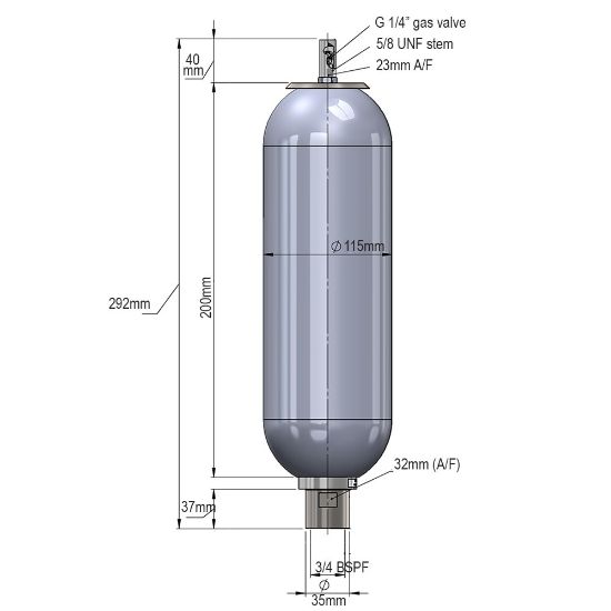 Picture of High Pressure Bladder Accumulator (UK) - (Europe) - 01100A-00-341