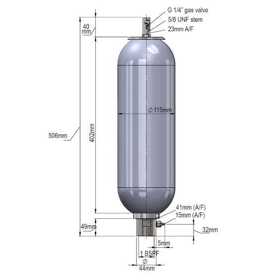 Picture of High Pressure Bladder Accumulator (UK) - (Europe) - 0300A-00-341