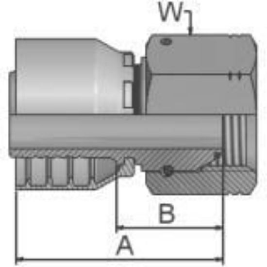 Picture of Crimp Style Hydraulic Hose Fitting - 43 Series Fittings - 1EA43-8-8