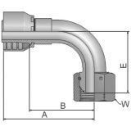 Picture of Crimp Style Hydraulic Hose Fitting - 43 Series Fittings - 1EC43-4-4