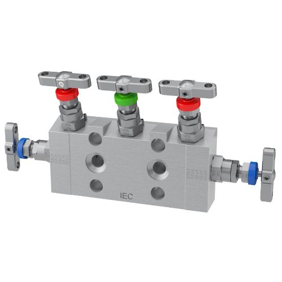 Picture of 2, 3 and 5 Valve instrument manifolds, needle pattern, direct mount - H Series - HDS5MFF3NC