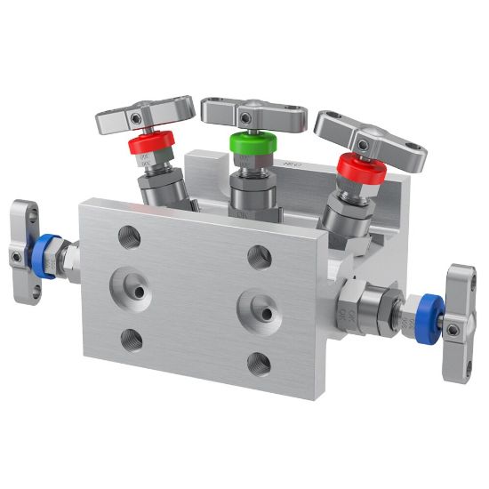 Picture of 2, 3 and 5 Valve instrument manifolds, needle pattern, direct mount - H Series - HEHS5PKNC