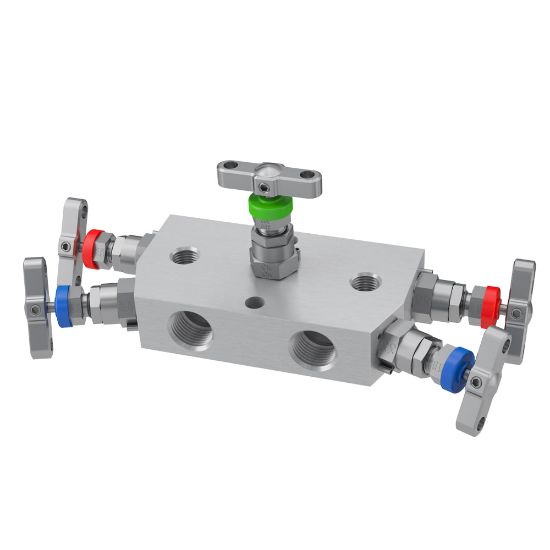 Picture of 2, 3 and 5 Valve instrument manifolds, needle pattern, remote mount - H Series - HL6MO5M3NC